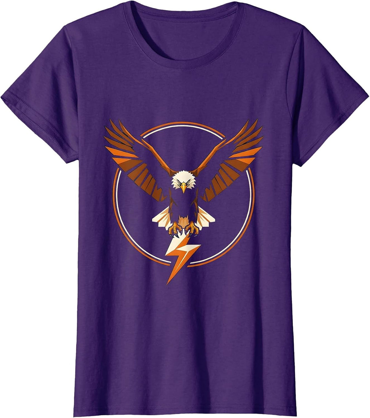 Bald Eagle Lightning Bolt Freedom Graphic T-Shirt - Purple