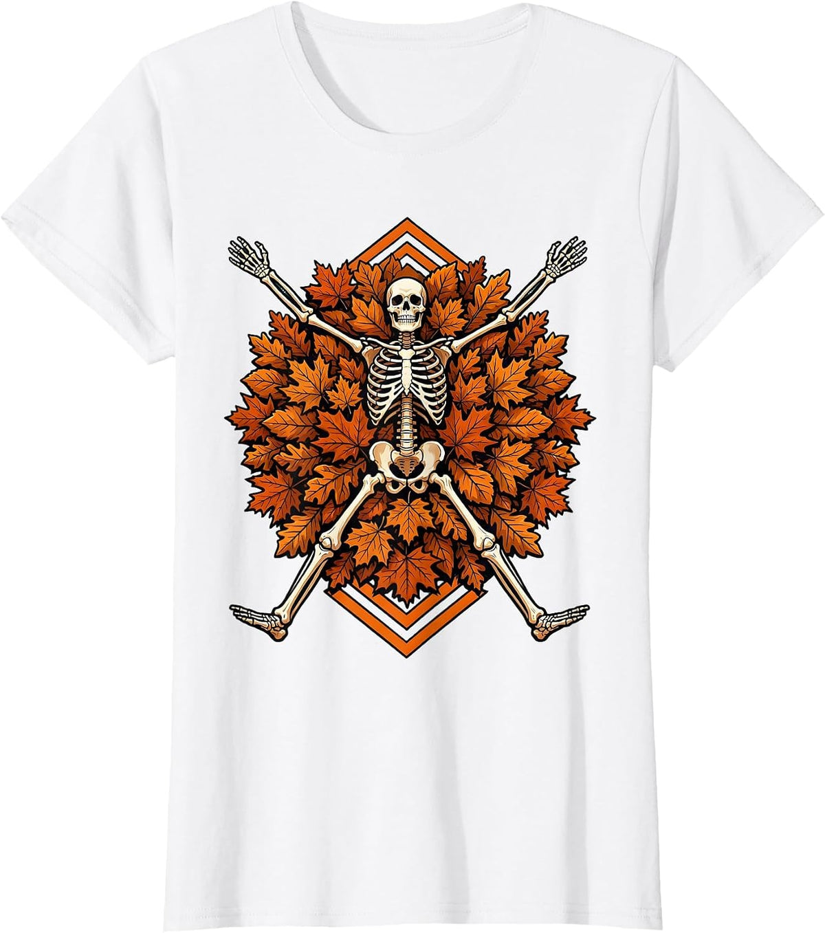 Skeleton in the Leaves We Do Not Care Club T-Shirt - White