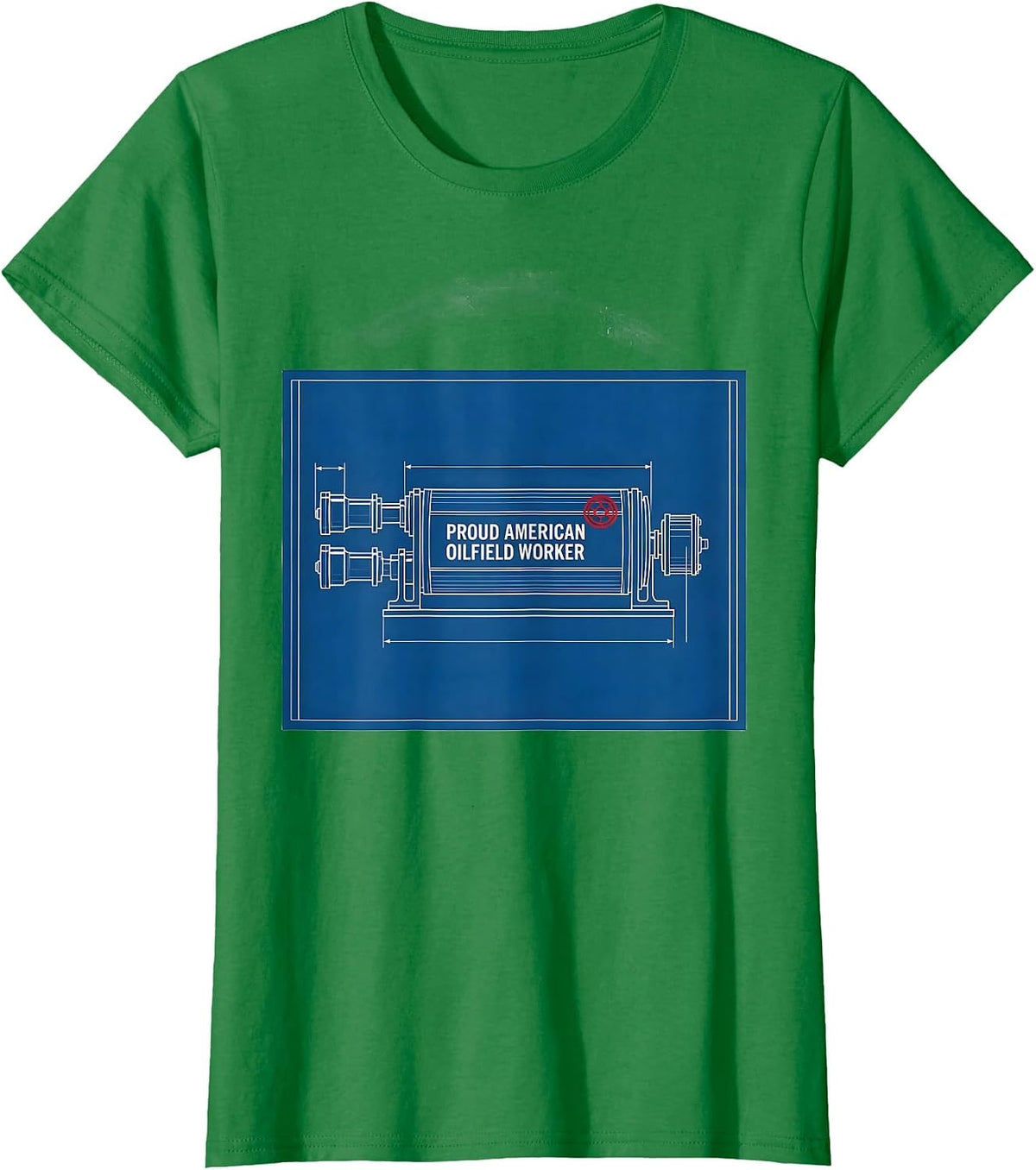 Women's Proud American Oilfield Worker Patriotic Blue Collar Oil Rig T-Shirt - Kelly Green