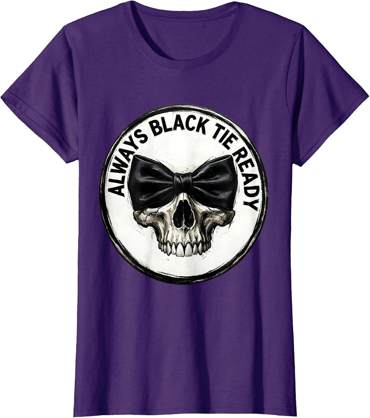 Women's Always Black Tie Ready Tuxedo Graphic Design T-Shirt - Purple