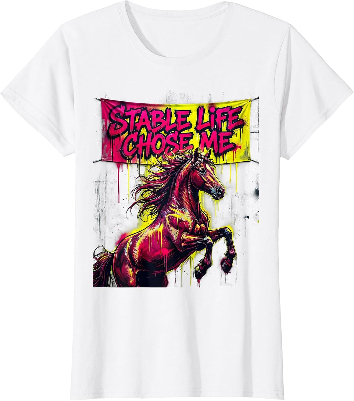 Women's Stable Life Chose Me Horse Lover Design T-Shirt - White