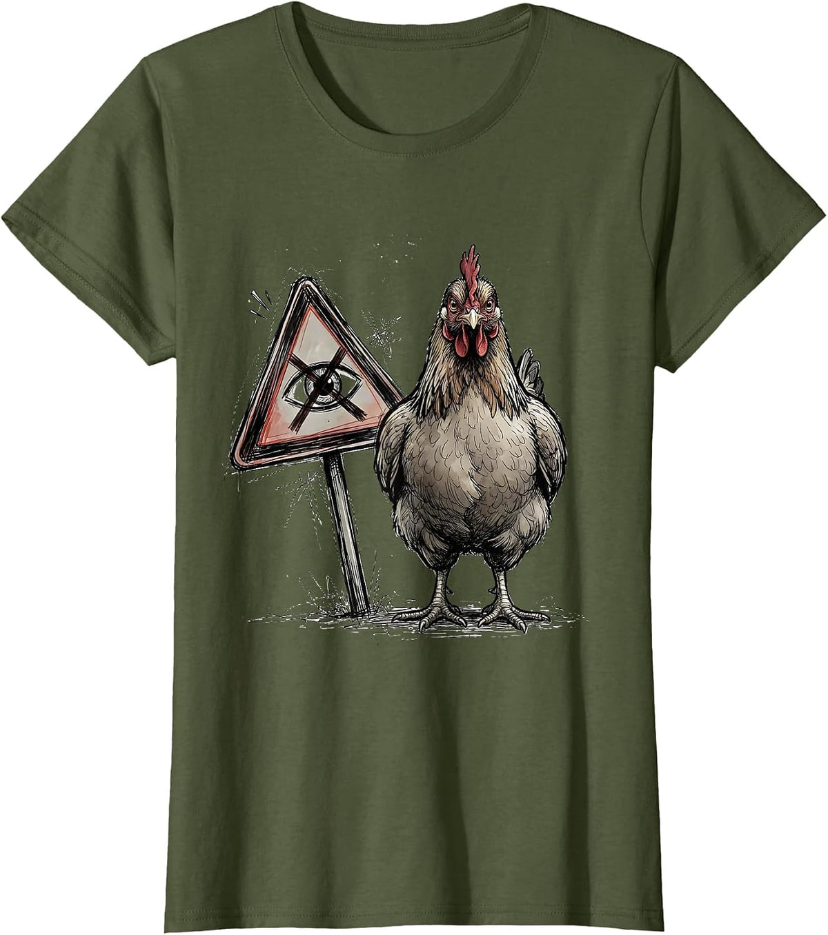 Women's Chicken Butt Funny Chicken Lover Gift T-Shirt - Olive Green