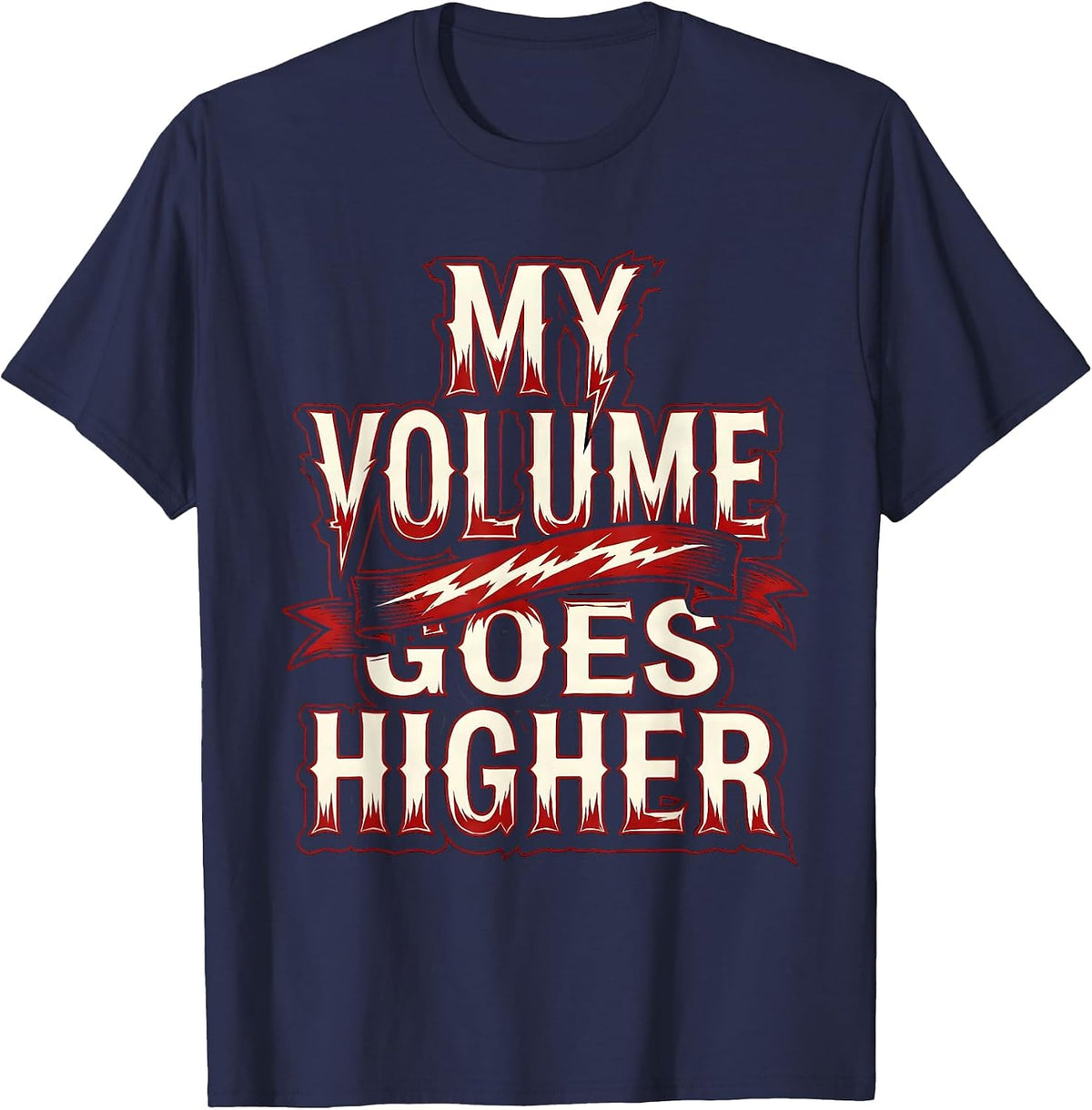 My Volume Goes Higher Metal Music Graphic T-Shirt - Navy Blue