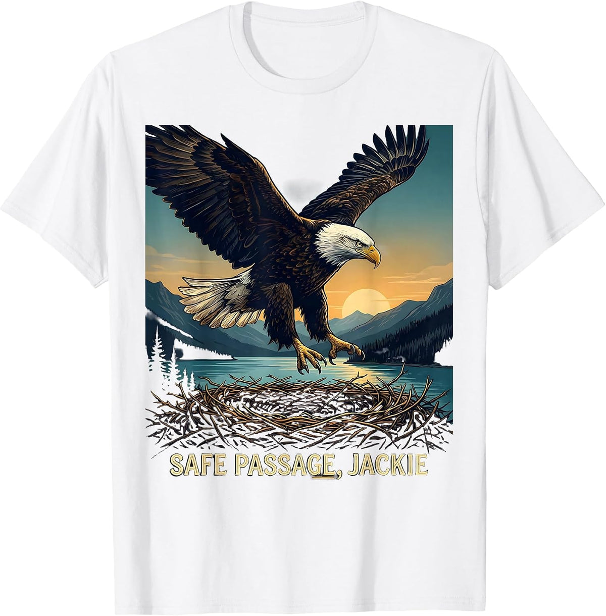 Men's Safe Passage Jackie Vintage Bald Eagle Memorial Tribute T-Shirt - White