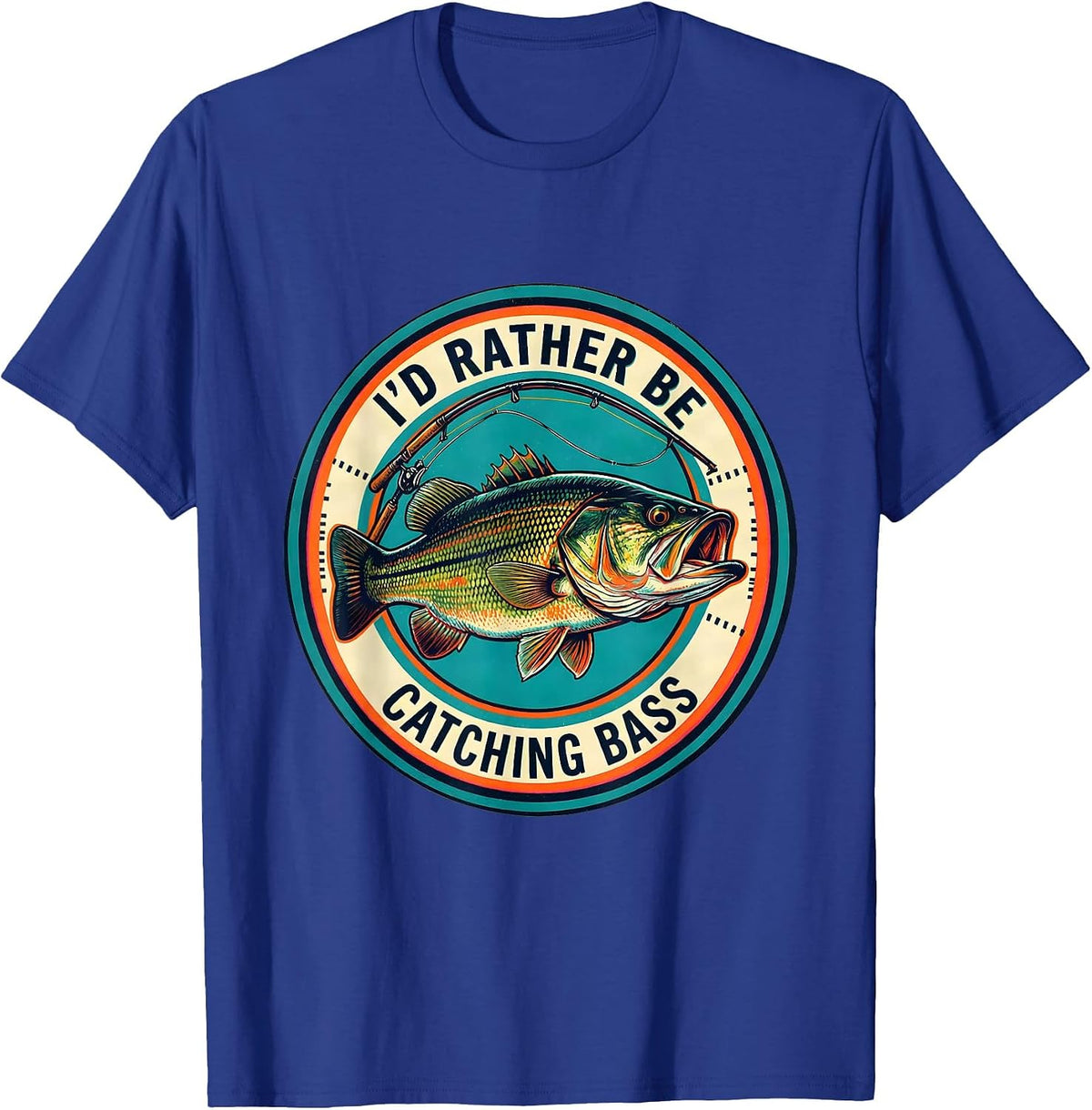 Men's I'd Rather Be Catching Bass Funny Fishing Humor Boys Kids T-Shirt - Royal Blue
