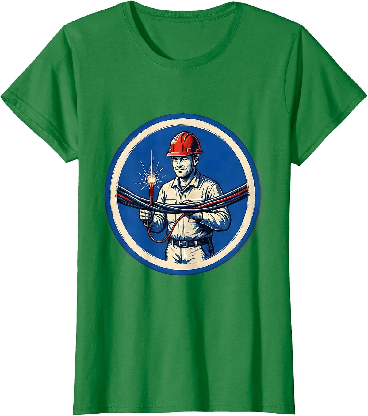 Sealed Electrician Badge Funny Trade Pride Lineman T-Shirt - Kelly Green