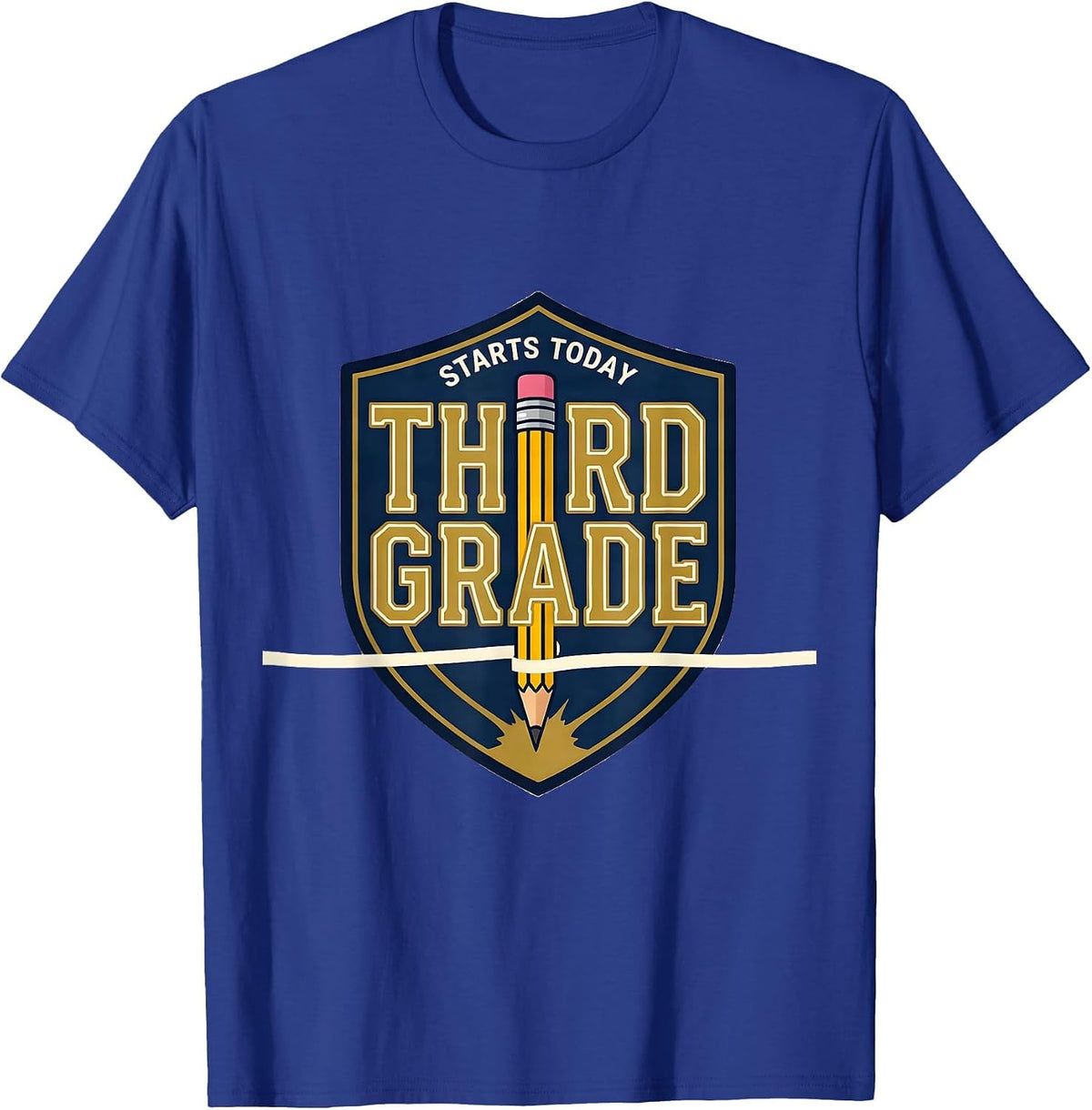 Third Grade Starts Today Sports Back to School Pencil Cute T-Shirt - Royal Blue