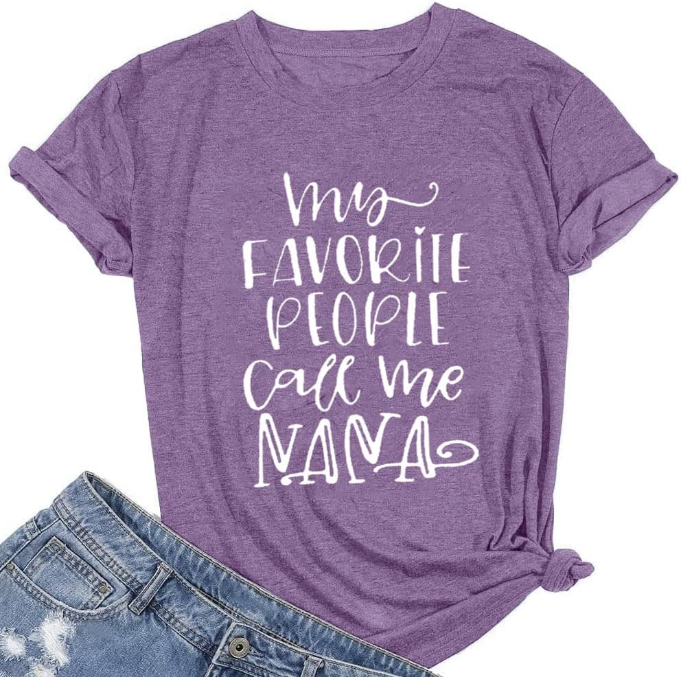 My Favorite People Call Me Nana T Shirts for Women Grandma Graphic Tee - Light Purple