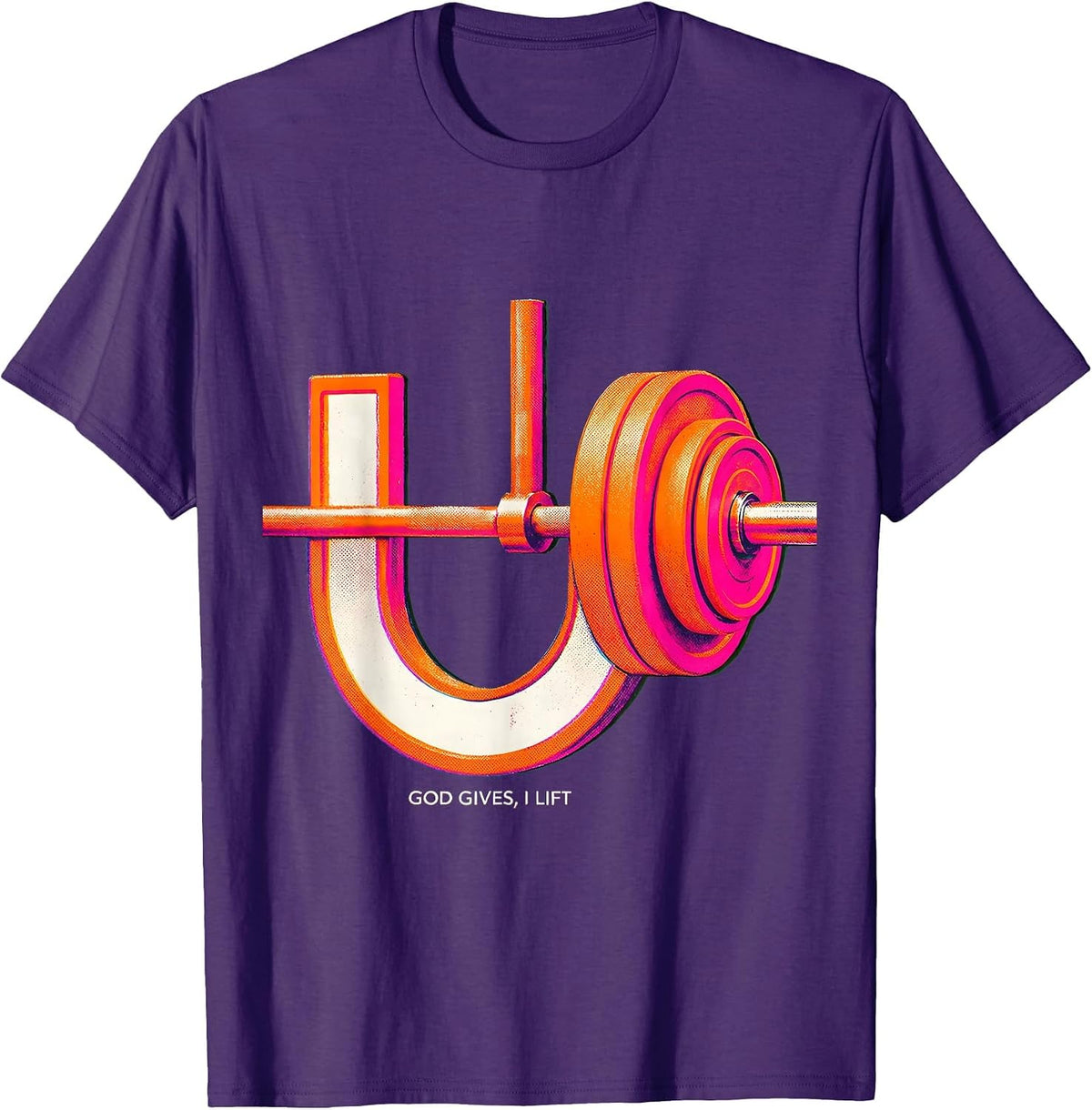 Men's God Gives I Lift Funny Christian Weightlifting Gym Humor T-Shirt - Purple