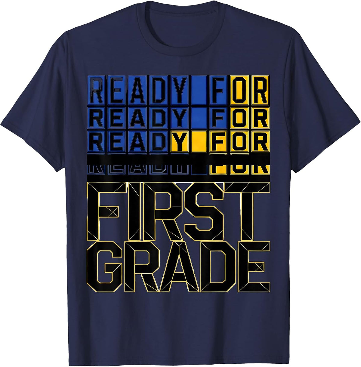 Men's Ready For First Grade Geometric Preppy First Grade Girl Back T-Shirt - Navy Blue
