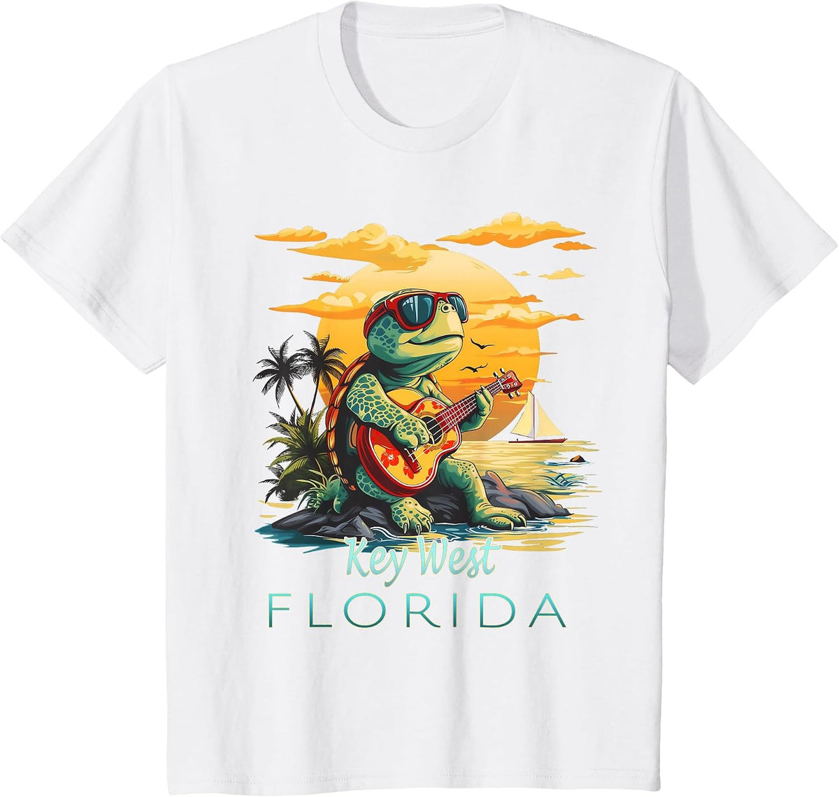 Key West Florida Keys Vacation Turtle T-Shirt - White