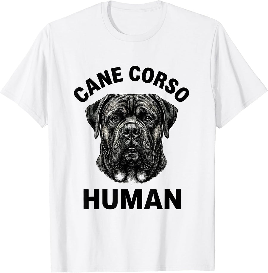 Men's Cane Corso Human Monochromatic Dog Owner Pride T-Shirt - White