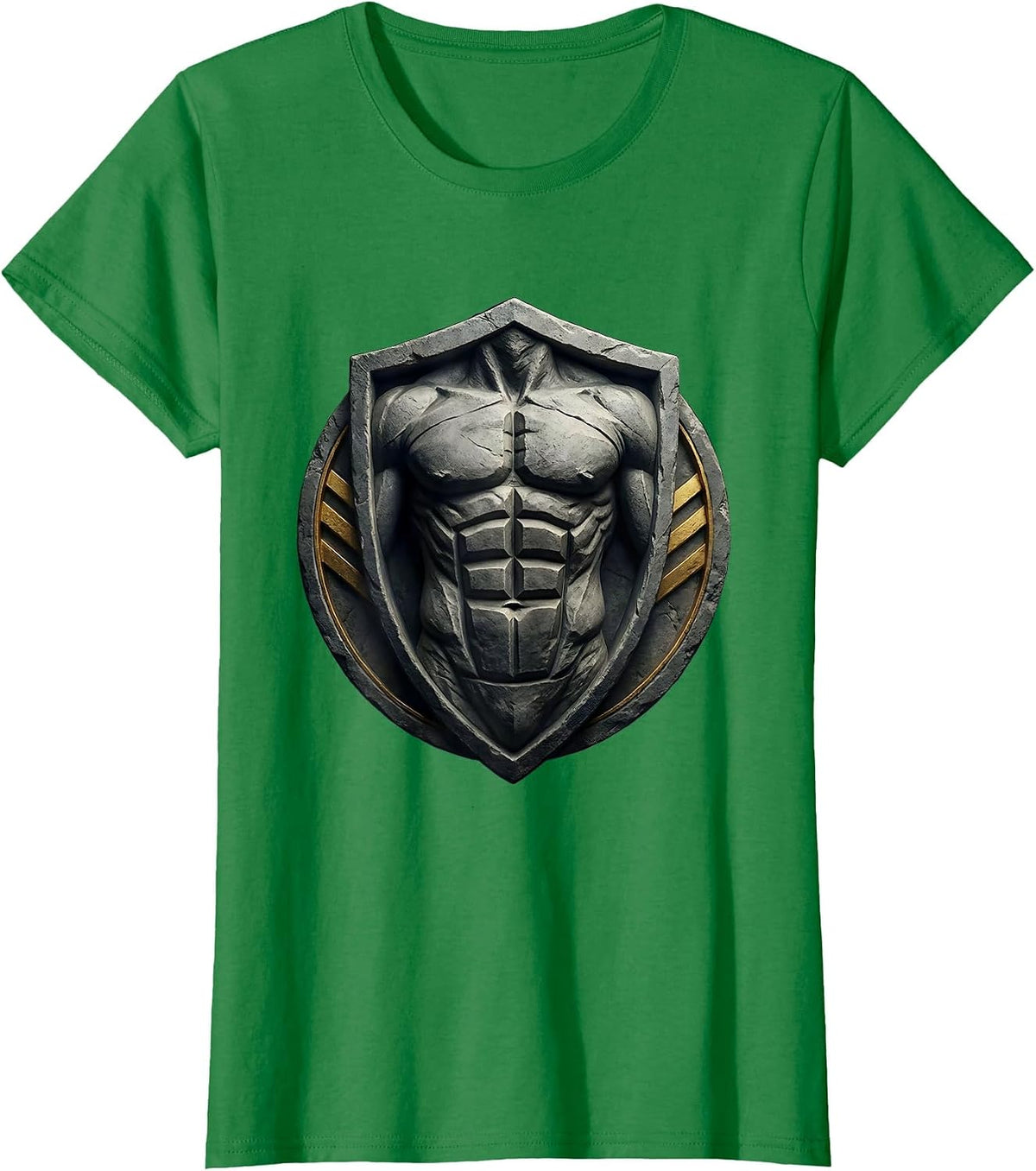 Women's Stone Carved Six-Pack Abs Graphic Tee T-Shirt - Kelly Green