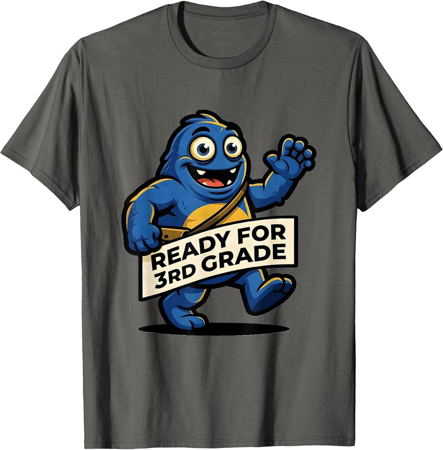 Ready For 3rd Grade Cute Kids First Day Of School T-Shirt - Asphalt Grey