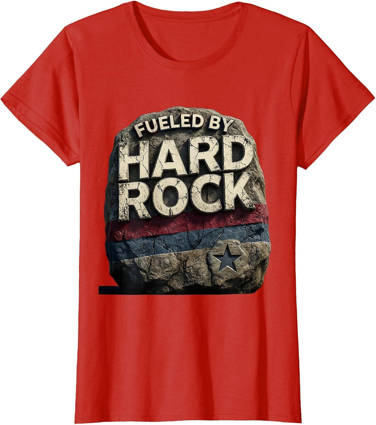 Fueled By Hard Rock Music Lover Design T-Shirt - Red