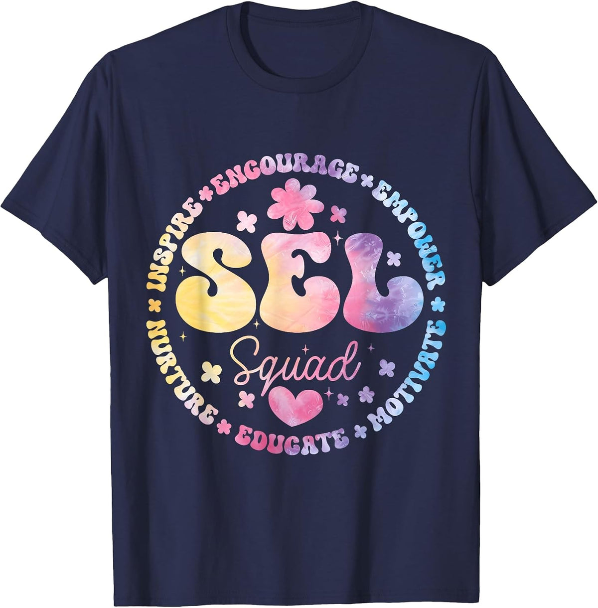 Groovy Social Emotional Learning Teacher SEL Squad T-Shirt - Navy Blue