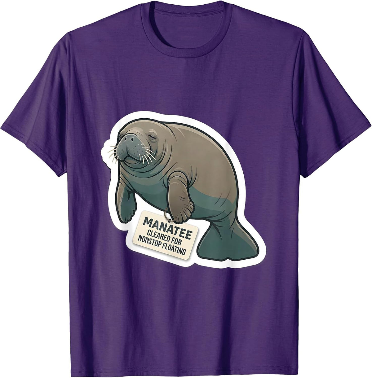 Manatee Cleared For Nonstop Floating Funny Sea Animal Lover T-Shirt - Purple