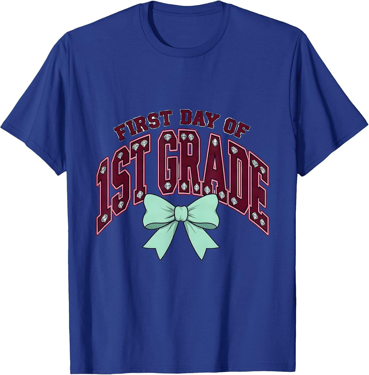 First Day Of 1st Grade Cute Girly Back To School Bow T-Shirt - Royal Blue