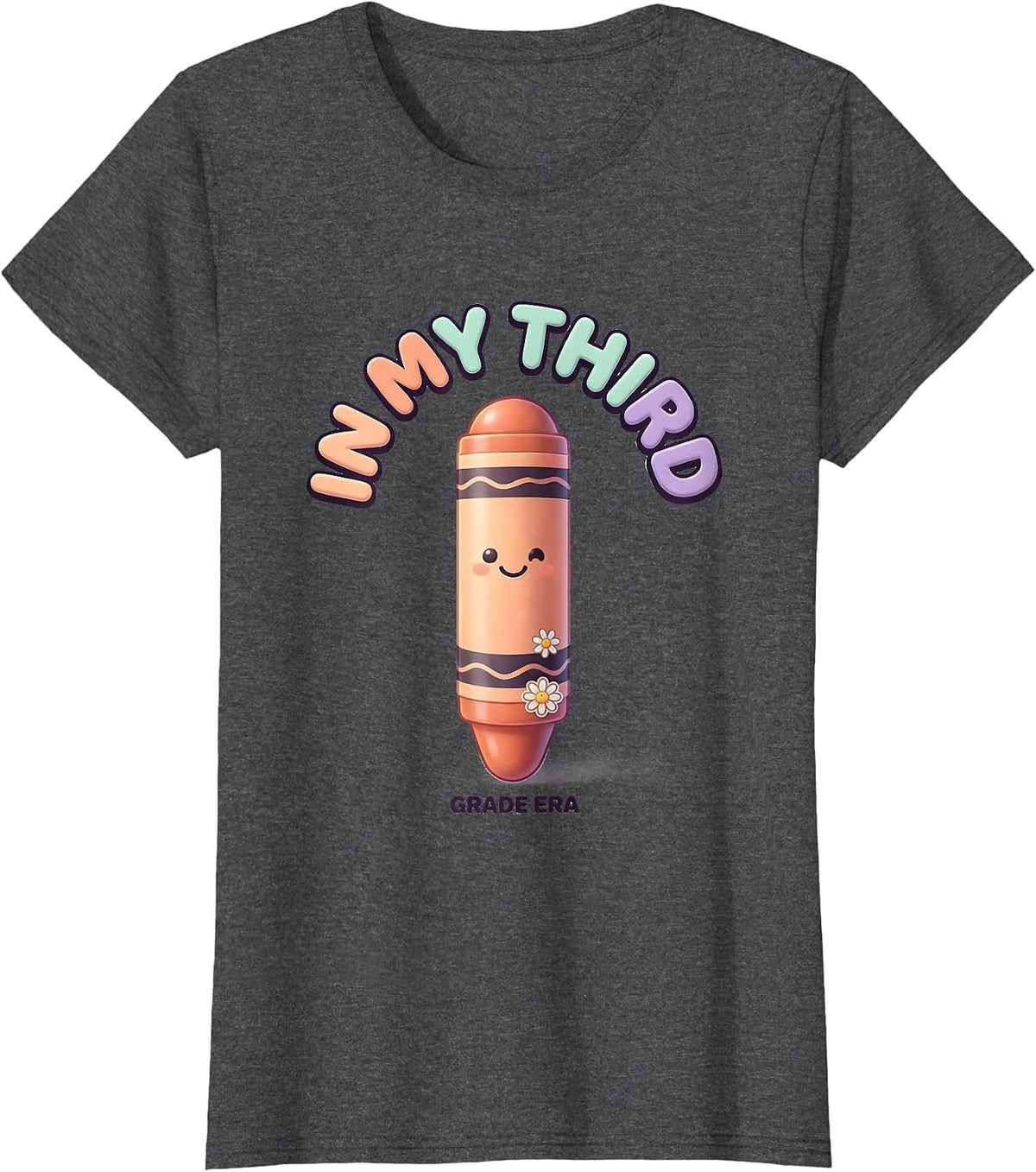 Women's In My Third Grade Era Cute Kawaii Back To School Groovy T-Shirt - Dark Heather Grey