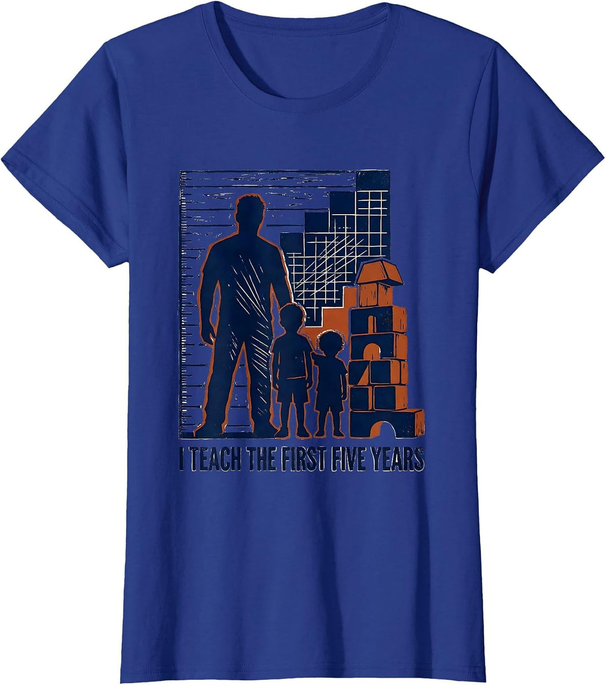 Women's I Teach The First Five Years Early Childhood Teacher Back To T-Shirt - Royal Blue