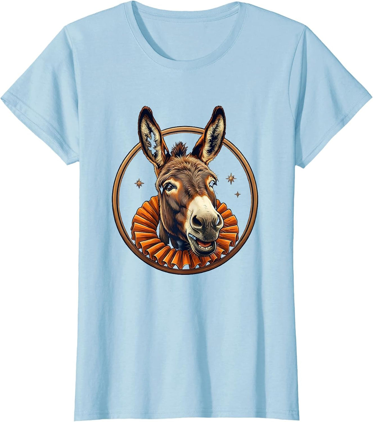 Women's Donkey Bust Badge Funny Animal Lover Novelty Humor T-Shirt - Baby Blue