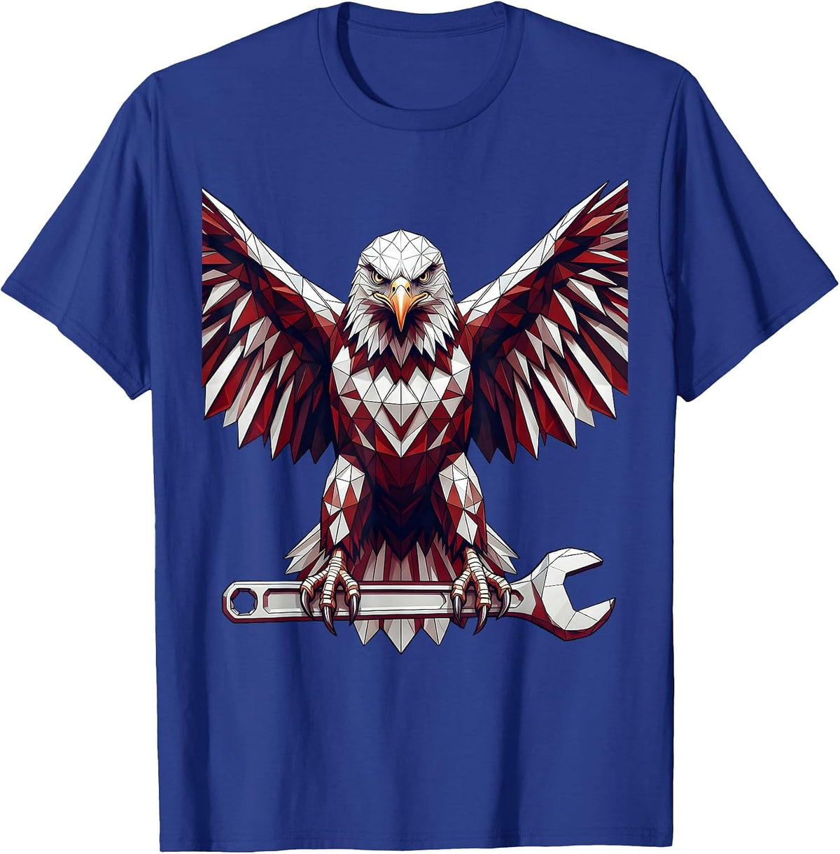 Bald Eagle Perched on Torque Wrench Graphic T-Shirt - Royal Blue