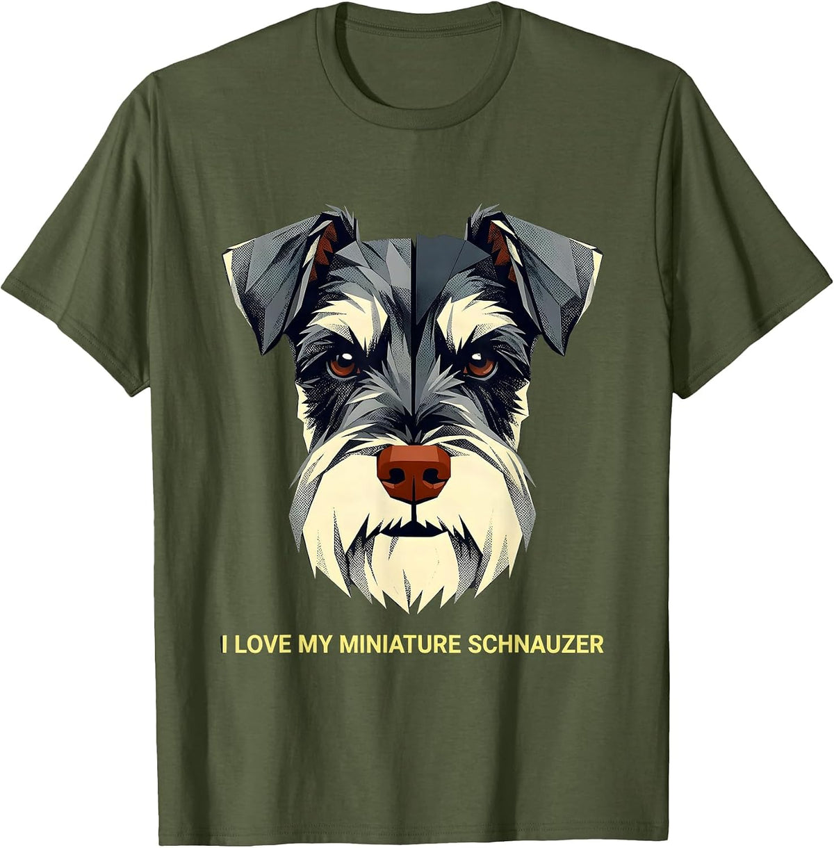 Men's I Love My Miniature Schnauzer Funny Dog Lover Gift T-Shirt - Olive Green