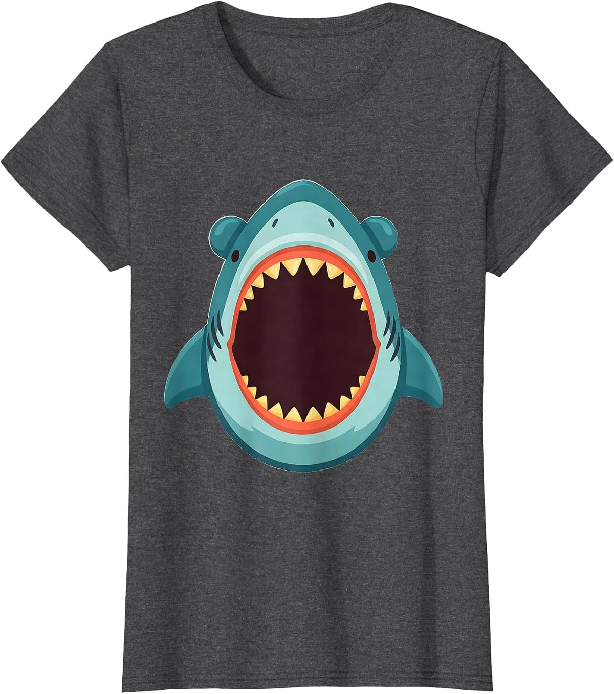 Women's Shark Jaw Collar Flat Vector Halloween Costume T-Shirt - Dark Heather Grey