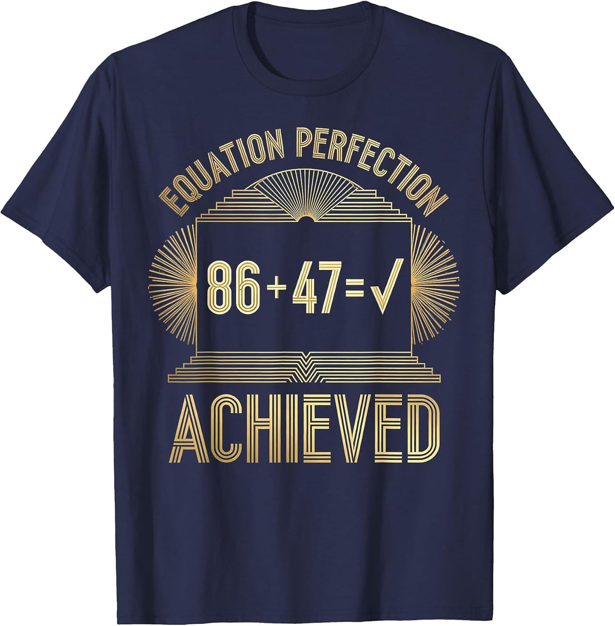 Equation Perfection Achieved Math Design T-Shirt - Navy Blue