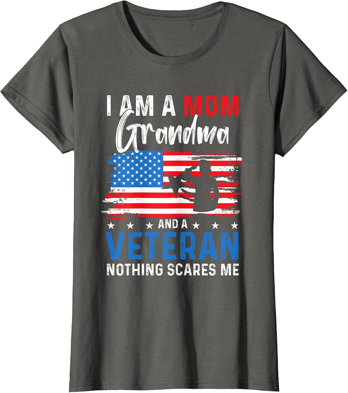 Veterans Day Woman Brave Heroes Proud Female USA Mom Grandma T-Shirt - Asphalt Grey