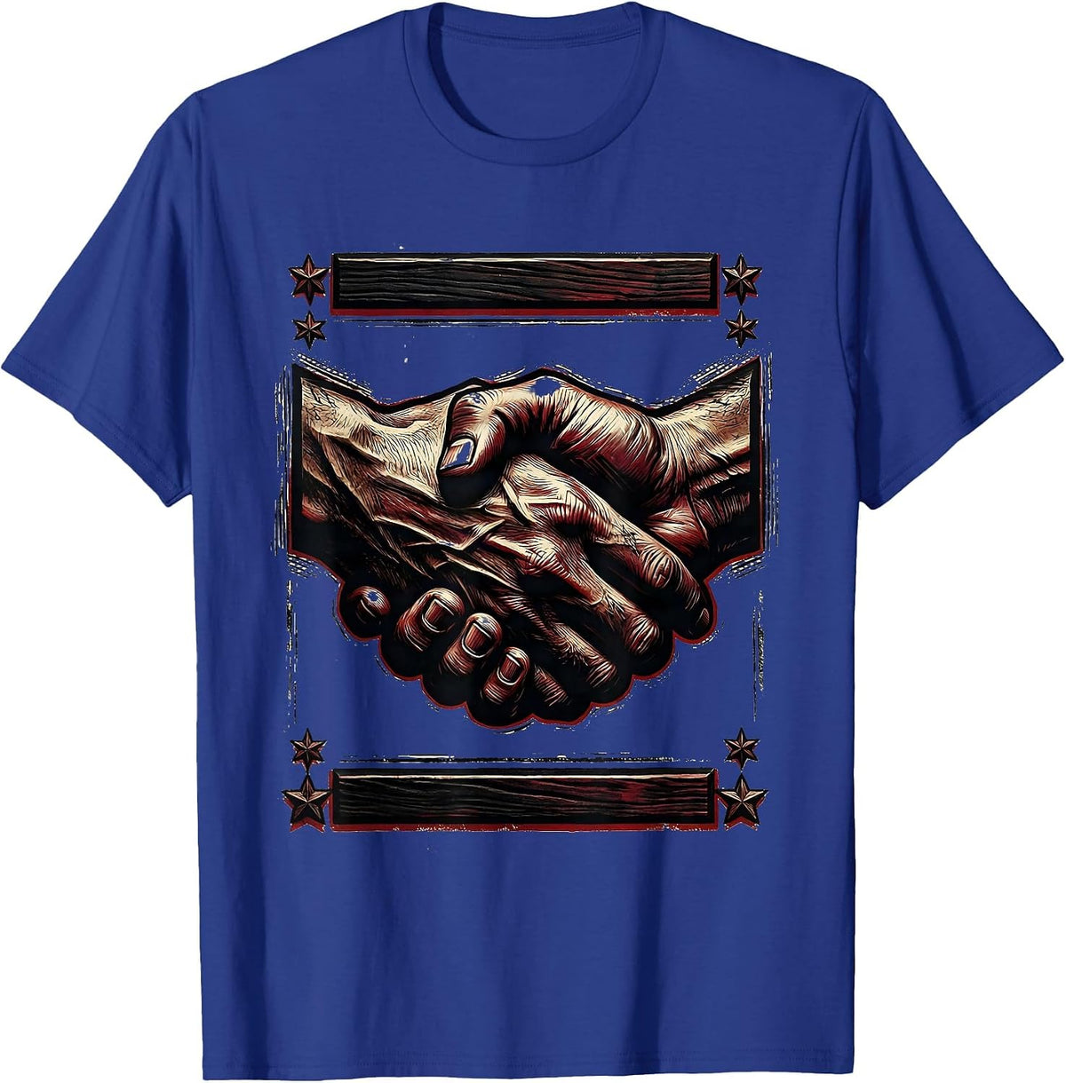 Hello Handshake Warm Greeting Illustration T-Shirt - Royal Blue