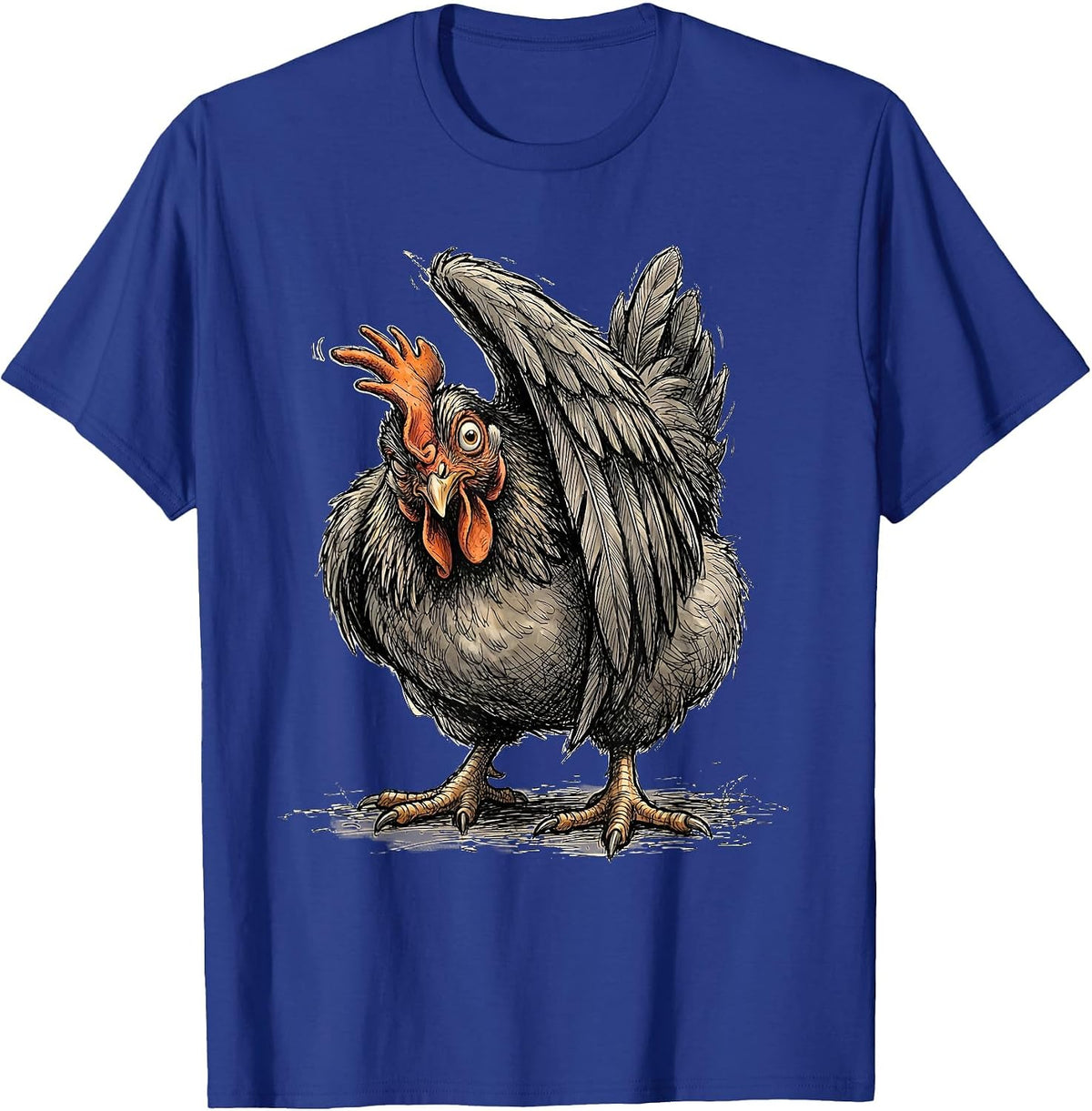 Peeking Hen Hand-Sketched Funny Chicken Lover Gift T-Shirt - Royal Blue