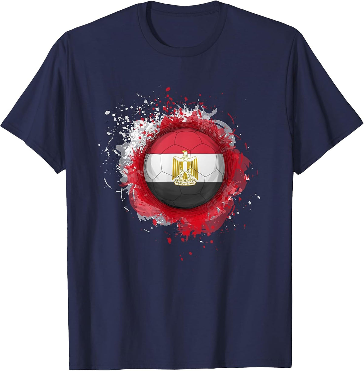 Proud Heritage Egypt Flag Soccer Ball T-Shirt - Navy Blue