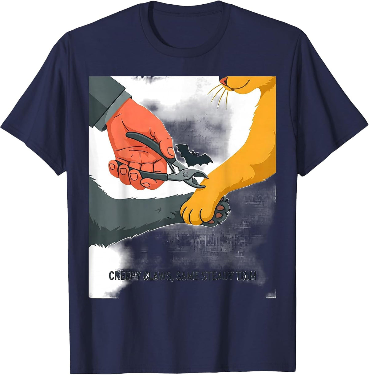 Creepy Claws Same Steady Trim Funny Vet Tech Veterinary T-Shirt - Navy Blue