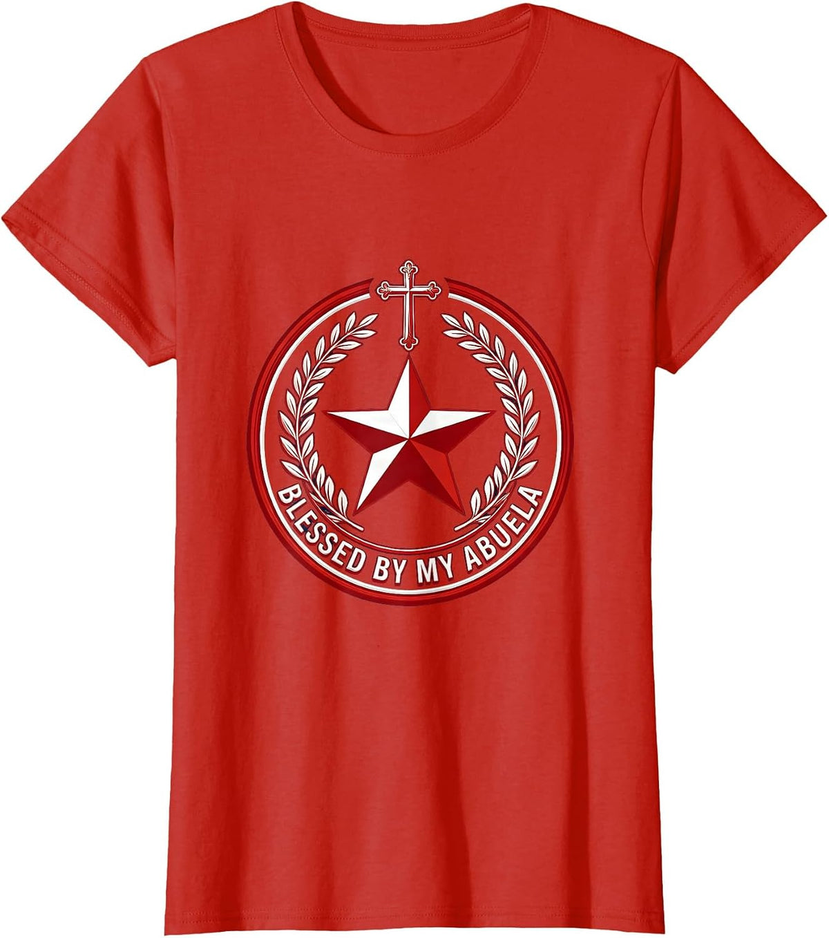 Women's Blessed By My Abuela Latina Heritage Design T-Shirt - Red