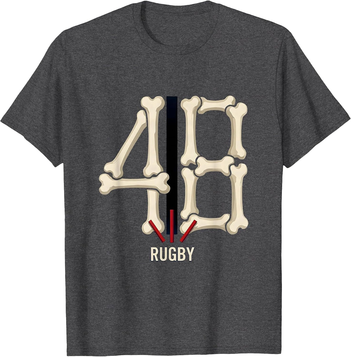 Men's 48 Rugby Custom Vintage Varsity Jersey Number Sports Tribute T-Shirt - Dark Heather Grey