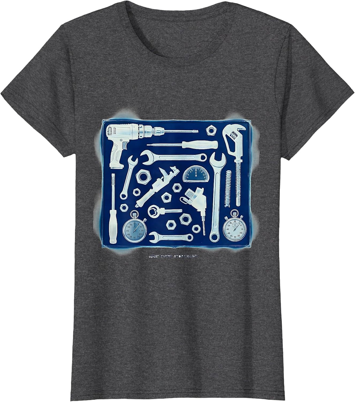 Women's Make Every Stop Count Pit Crew Racing Design T-Shirt - Dark Heather Grey