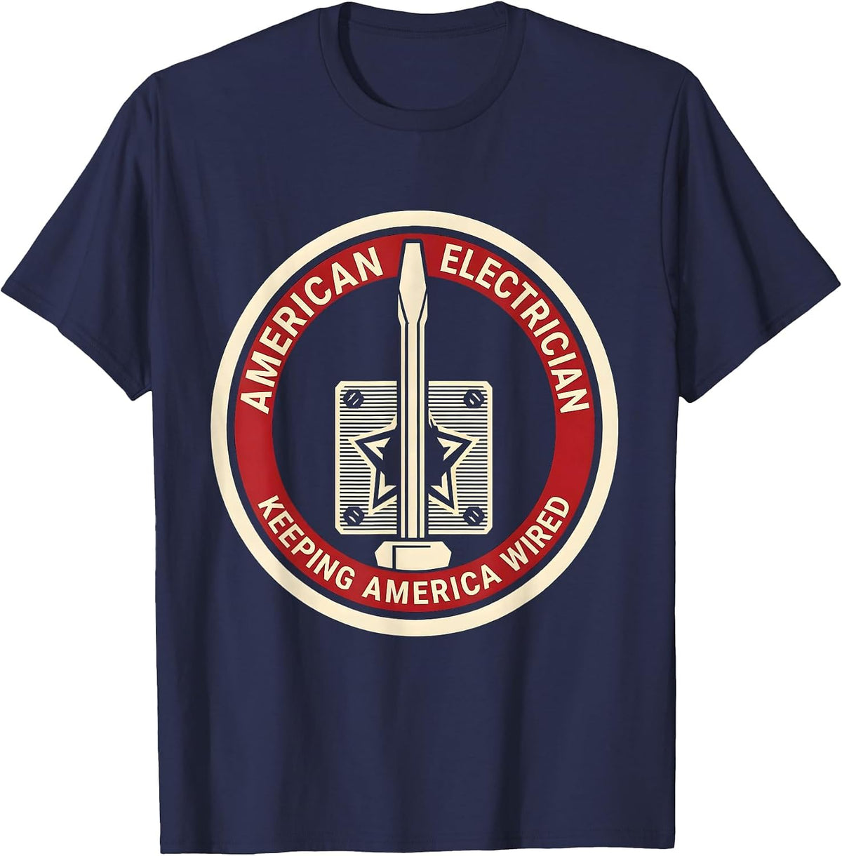Men's American Electrician, Keeping America Wired Electrician T-Shirt - Navy Blue