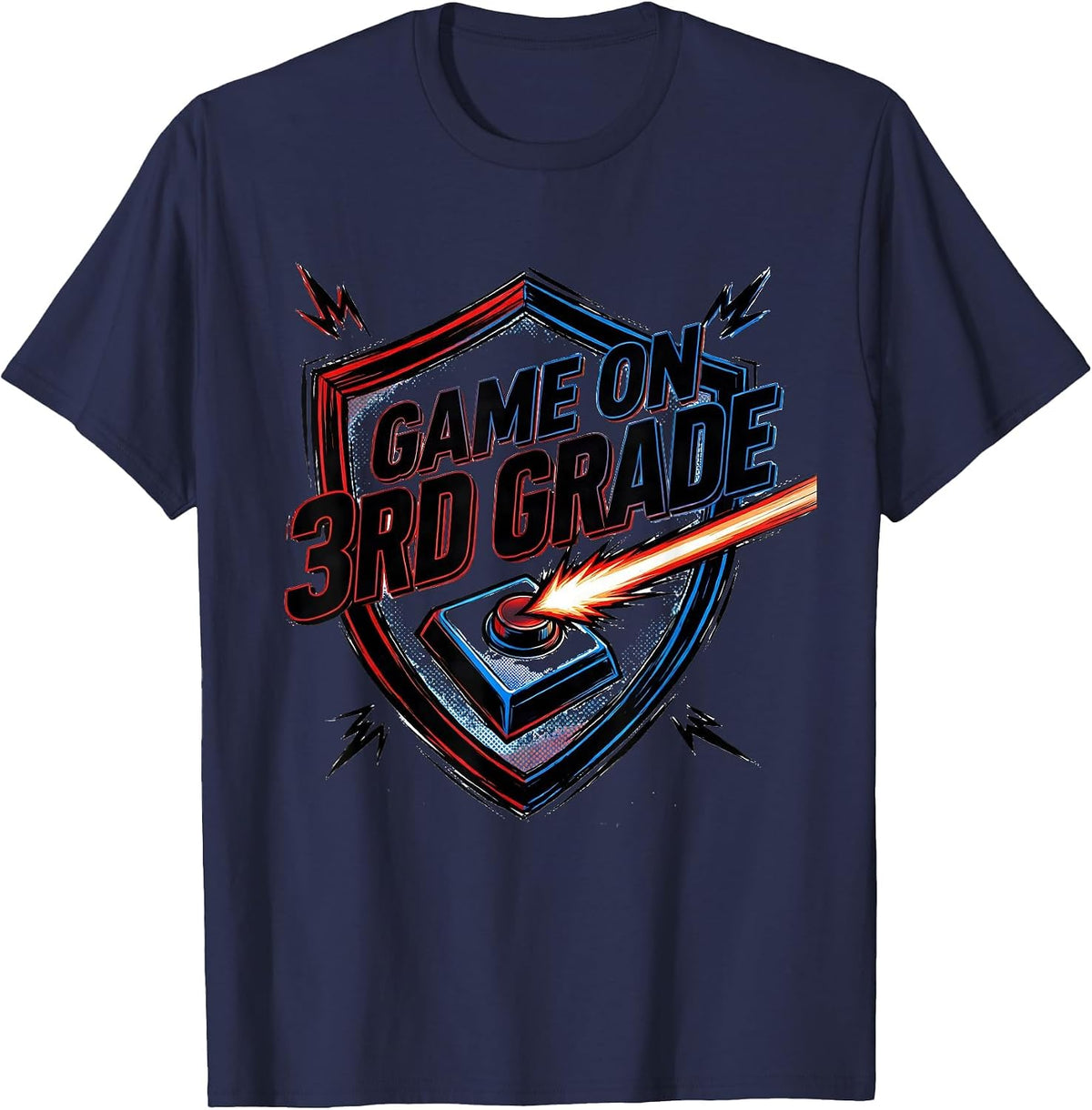 Men's Game On 3rd Grade Comic Book Back To School Gamer Boys T-Shirt - Navy Blue