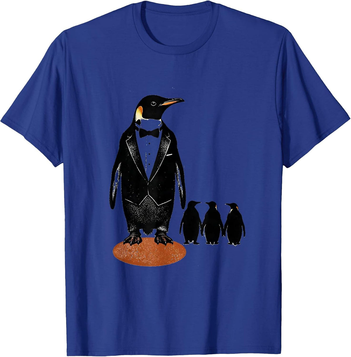 Broad Tuxedo Penguin Rubber Stamp Animal Lover Humor T-Shirt - Royal Blue