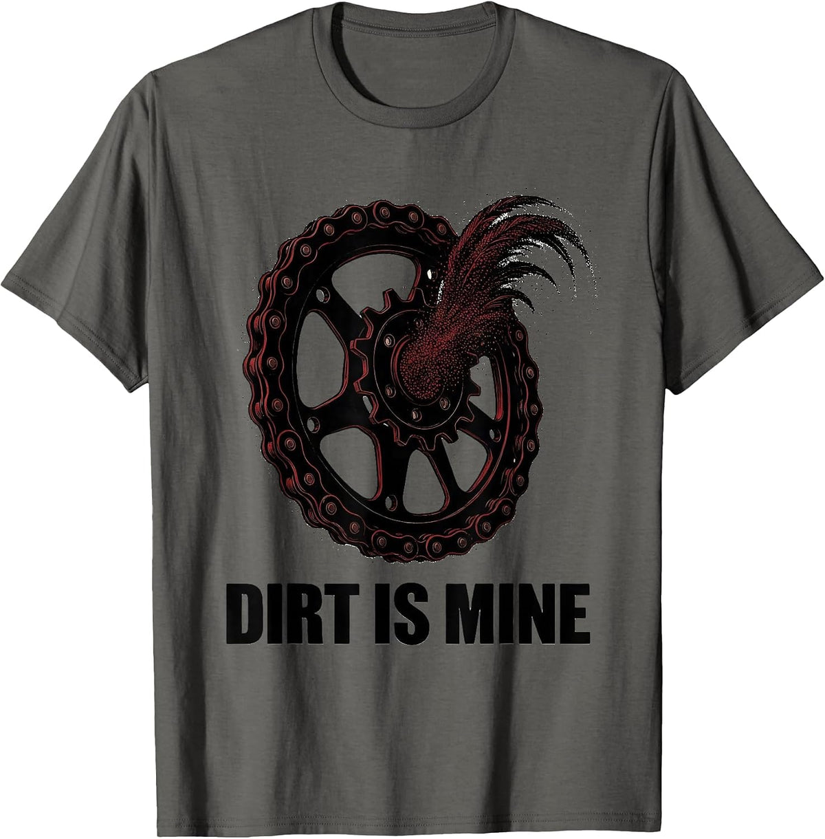 Dirt Is Mine Retro Dirt Bike Motocross Biker T-Shirt - Asphalt Grey