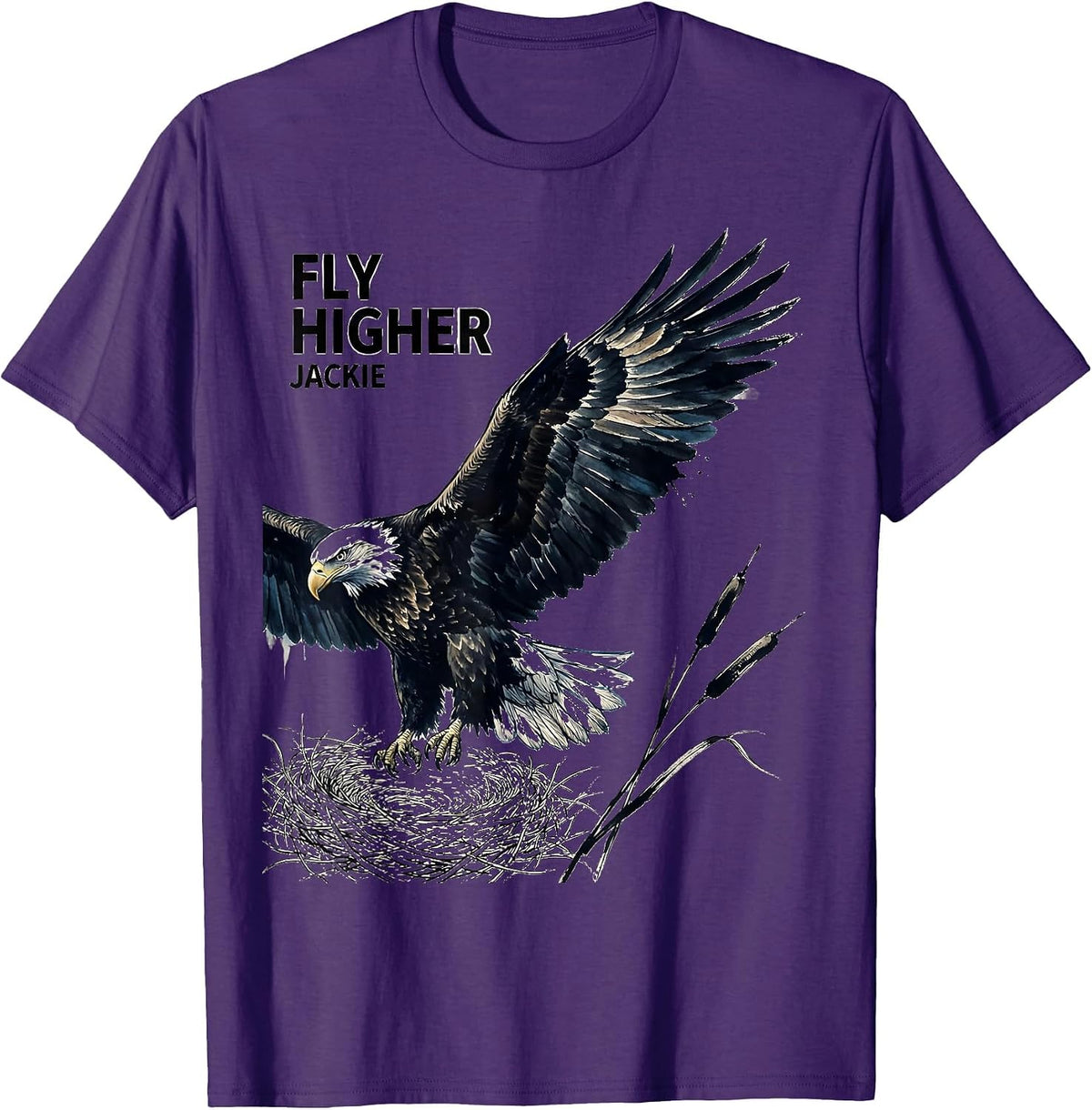Fly Higher, Jackie Memorial Tribute Bald Eagle Wildlife T-Shirt - Purple