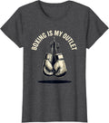 Women's Boxing Is My Outlet Silhouette Boxing Fan Gift T-Shirt - Dark Heather Grey