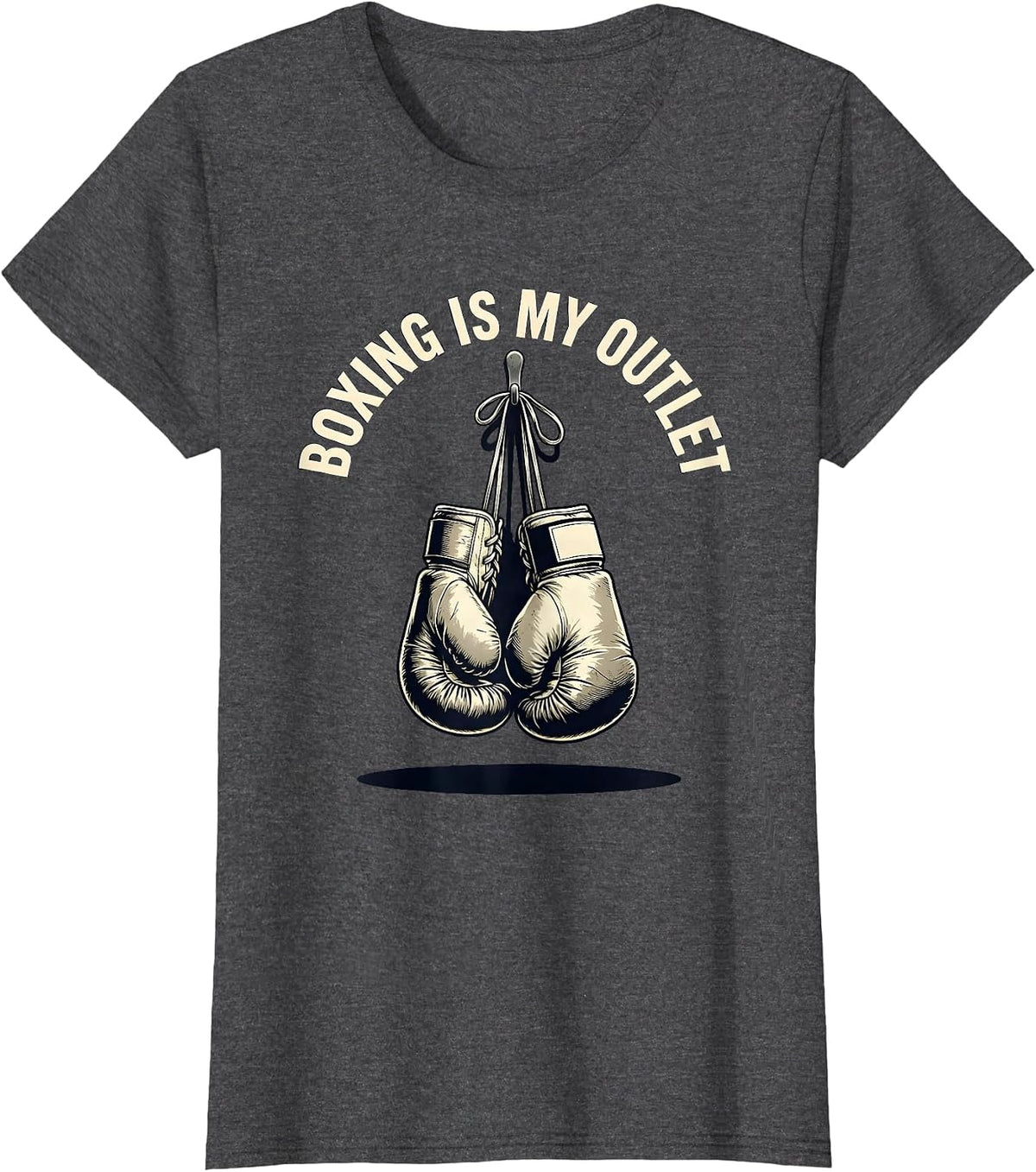 Women's Boxing Is My Outlet Silhouette Boxing Fan Gift T-Shirt - Dark Heather Grey