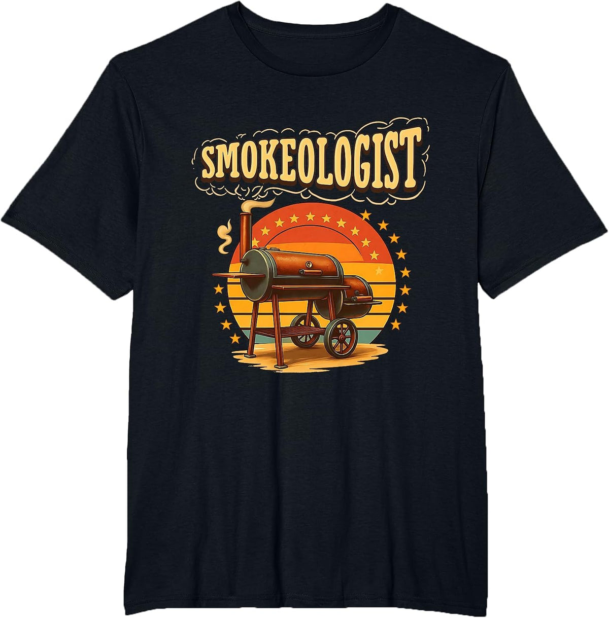 Vintage Smokeologist Pitmaster BBQ Smoker Grilling Barbecue T-Shirt - Black
