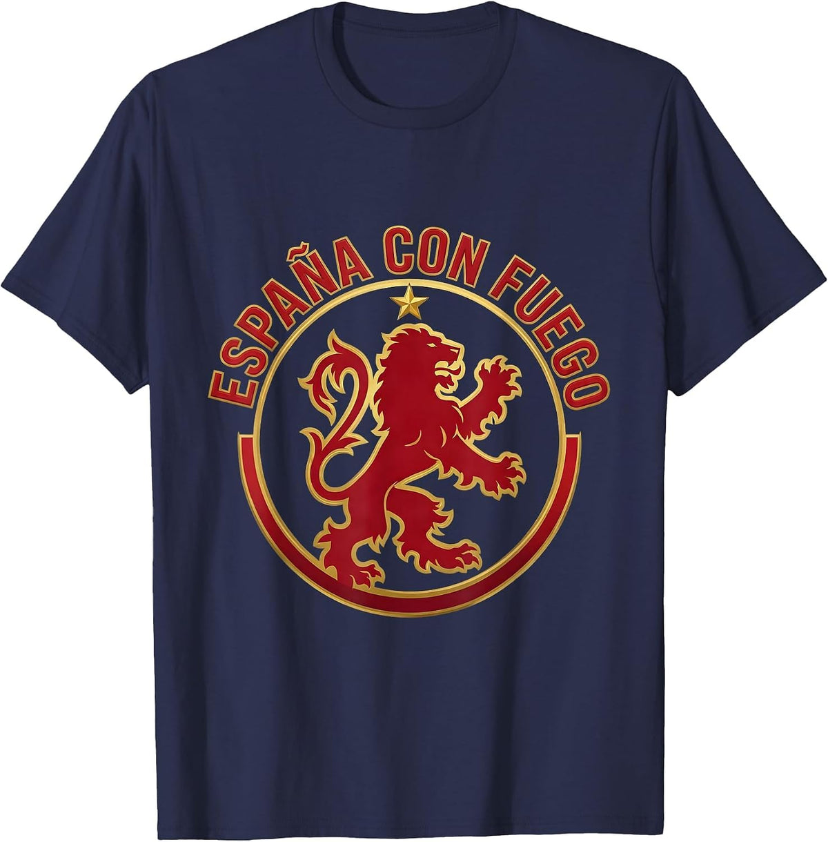 España con Fuego Patriotic Spanish Heritage Silhouette T-Shirt - Navy Blue