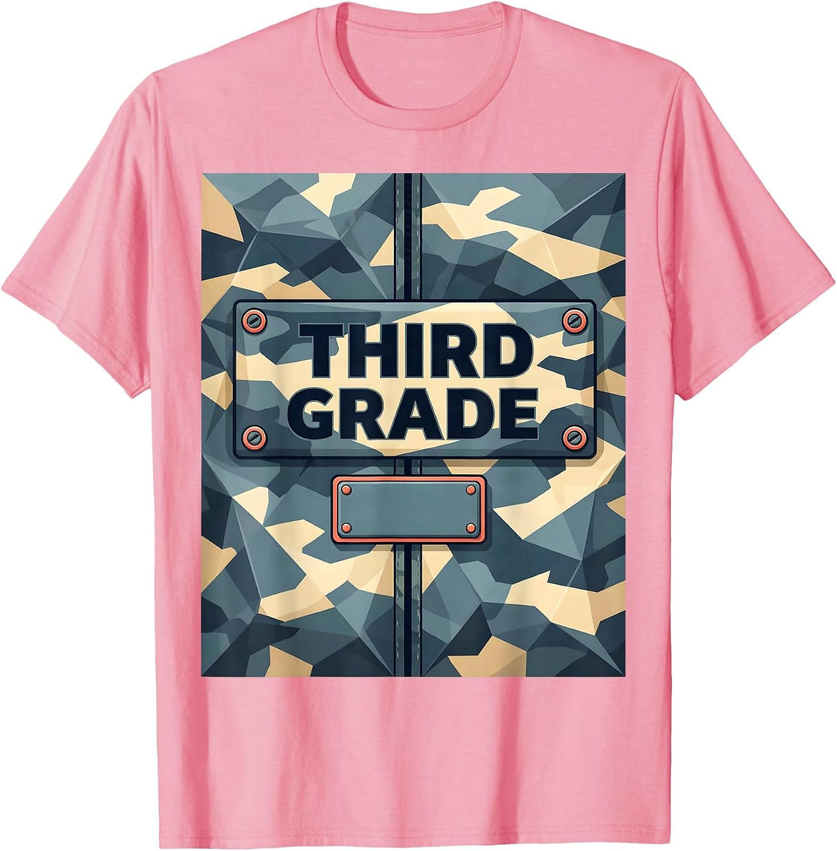 Third Grade Camo Back To School Boys Grade Badge T-Shirt - Pink