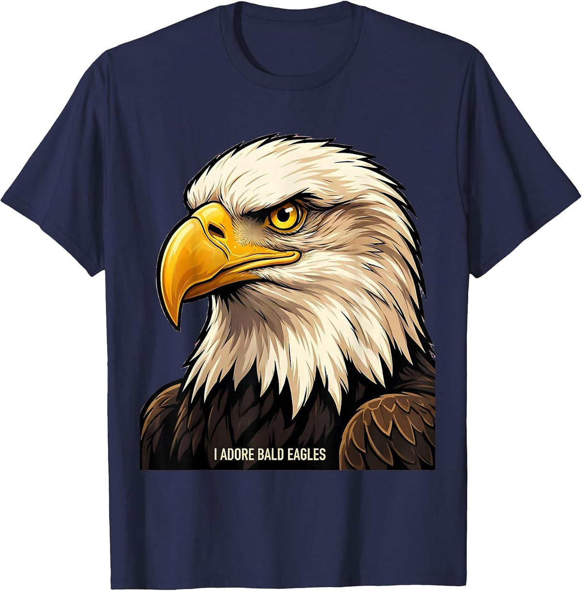 Men's I Adore Bald Eagles Cartoon Wildlife Lover Eagle Enthusiast T-Shirt - Navy Blue