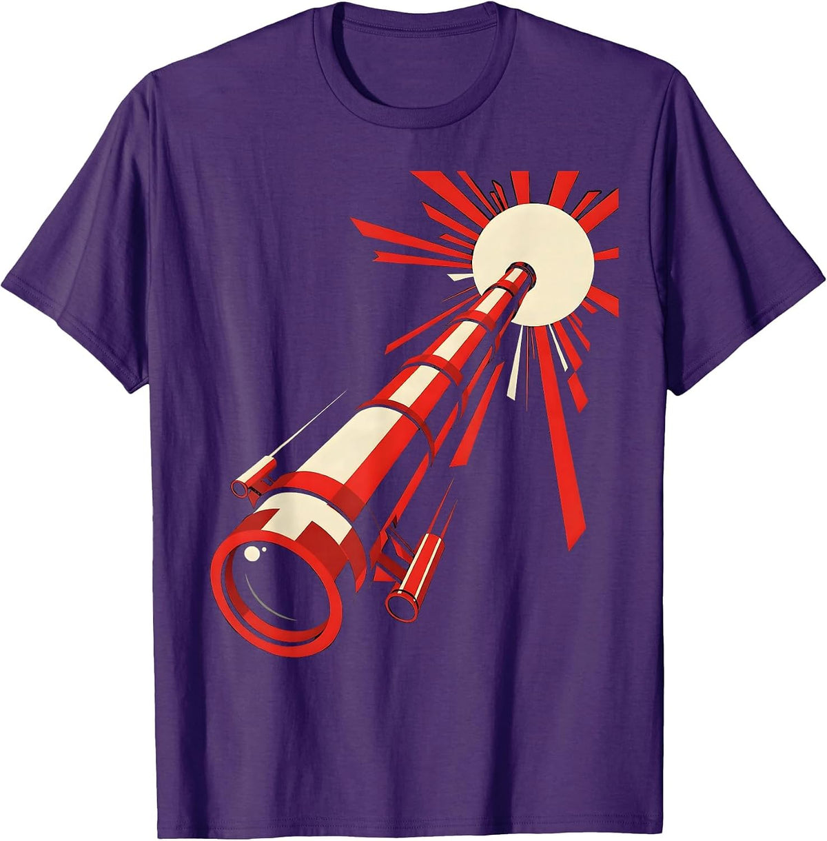 Telescope Stargazing Astronomy Illustration T-Shirt - Purple