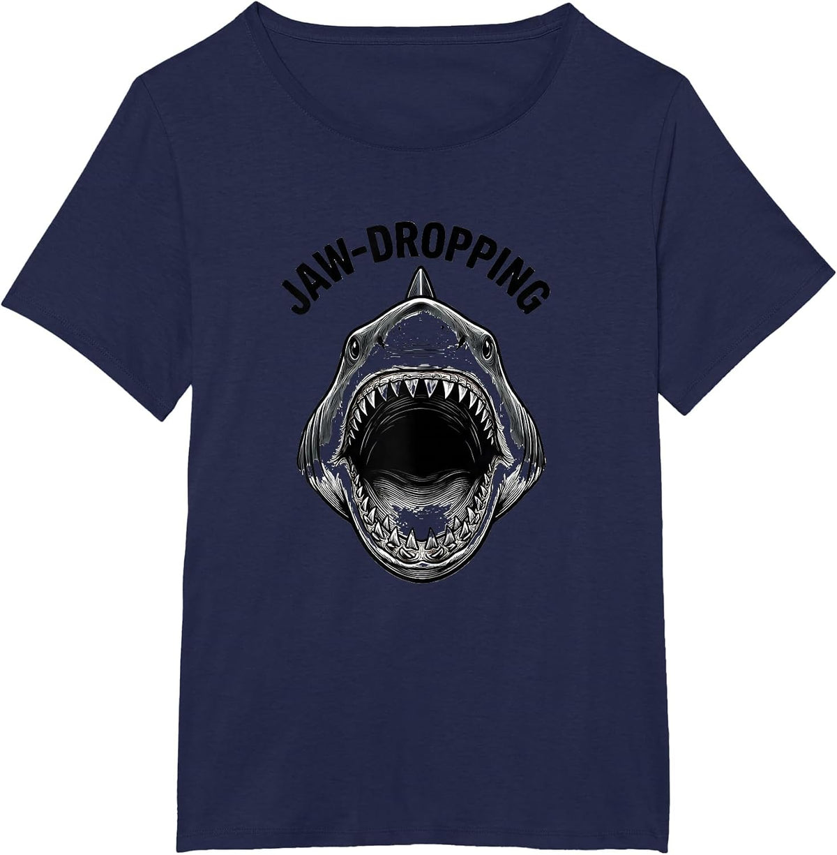 Women's Jaw-Dropping Funny Shark Jaw Halloween Costume T-Shirt - Navy Blue